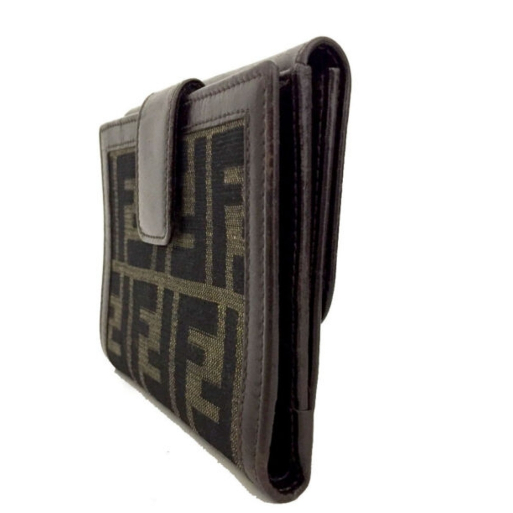 Authentic FENDI Zucca Canvas Leather Bifold Wallet